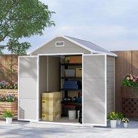 OUTSUNNY 6 x 5ft Resin Garden Shed with Floor & Window, Dark Grey