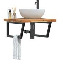 Berkfield Home Basin Shelf Wall Mounted Steel & Solid Wood Acacia in Brown