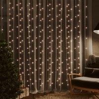 Berkfield Home LED Curtain Fairy Lights 3x3m 300 LED Warm White 8 Function