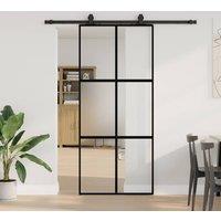 Berkfield Home Sliding Door with Hardware Set Black 90x205 cm Tempered Glass