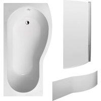Balterley 1700 mm Right Hand B Shape Shower Bath with Screen & Front Panel White