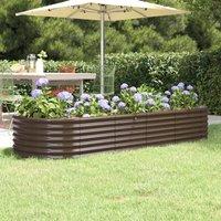 Berkfield Home Garden Raised Bed Powder-coated Steel 224x80x36 cm Brown | Size: 224 x 80 x 36 cm