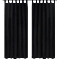Berkfield Home 2 pcs Black Micro-Satin Curtains with Loops 140 x 245 cm