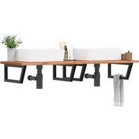 Berkfield Home Basin Shelf Wall Mounted Steel & Solid Wood Beech in Brown
