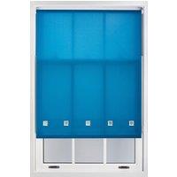 Furnished Daylight Roller Blind with Chrome Square Eyelets - Trimmable Window Shade in Teal | Size: 230 cm width x 210 cm drop