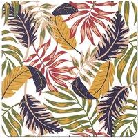 Warren Reed - Designer Hawaiian Style Jungle Leaves Coasters - Set of 4 in Brown