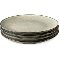 Scandi Home Set of 4 Dinner Plates - Large Ceramic Stoneware Plates - Beige - 27cm