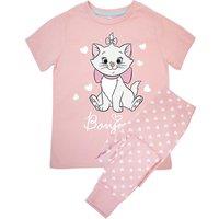 The Aristocats Girl's Bonjour Short-Sleeved Long Pyjama Set in Baby Pink | Size: 3-4 Years