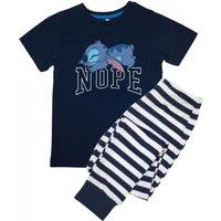 Lilo & Stitch Boy's Short-Sleeved Long Pyjama Set in Navy | Size: 3-4 Years