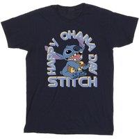Lilo & Stitch Boy's Day Of Ohana Cotton T-Shirt in Navy | Size: 3-4 Years