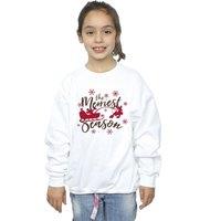 Disney Girl's Mickey Mouse Sleigh Sweatshirt in White | Size: 7-8 Years