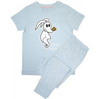 The Nightmare Before Christmas Girl's Little Pumpkin Short-Sleeved Long Pyjama Set in Baby Blue | Size: 4-5 Years