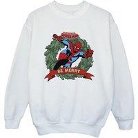 Spider-Man Boy's Be Merry Sweatshirt in White | Size: 3-4 Years