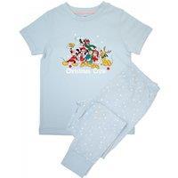 Disney Girl's Christmas Crew Minnie Mouse Stars Long Pyjama Set in Baby Blue | Size: 4-5 Years