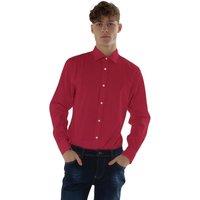 TopLook London Men's Mens Slim Fit Poplin Shirt Business Casual Dress Shirt in Burgundy | Size: 16 inches
