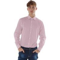 TopLook London Men's Mens Slim Fit Poplin Shirt Business Casual Dress Shirt in Pink | Size: 17 inches