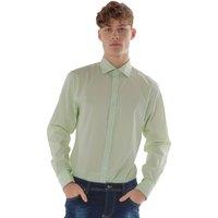 TopLook London Men's Mens Slim Fit Poplin Shirt Business Casual Dress Shirt in Light Green | Size: 17 inches