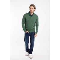 Weird Fish Men's Frederick 1/4 Zip Fine Knit Jumper in Dark Olive | Size: Large
