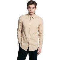 TopLook London Men's Mens Business Causal Shirt Button-Down Long Sleeve Shirt in Light Beige | Size: Small