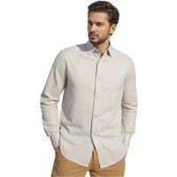 TopLook London Men's Mens Business Causal Shirt Button-Down Long Sleeve Shirt in Off-White | Size: Medium
