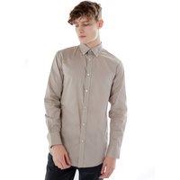TopLook London Men's Mens Oxford Shirt - Long Sleeve Button Down Formal Dress Shirt in Taupe | Size: 15 inches