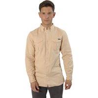 TopLook London Men's Mens Smart Casual Button-Down Cotton Shirt with Pockets in Light Beige | Size: Large