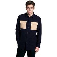 TopLook London Men's Mens Smart Casual Shirt Long Sleeve Shirt with Chest Pockets in Black | Size: Small