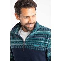 Weird Fish Men's Gilbert 1/4 Zip Printed Microfleece in Bottle Green | Size: Large