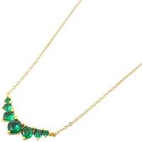 Harfi Women's Graduated Round Emerald Stones Gold Plated Necklace | Size: 18 inches