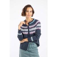 Weird Fish Women's Hatty Fair Isle Cardigan in Navy | Size: 14
