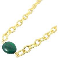 Harfi Women's Statement Glass Emerald Paperclip Gold Plated Necklace in Green | Size: 17 inches