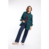 Weird Fish Women's Autumn Check Fleece Shacket in Bottle Green | Size: 12