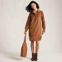 Lands' End Women's Long Sleeve Wide Wale Cord Popover Shirt Dress in Light Brown | Size: 10-12