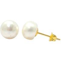 Harfi Women's Handpicked Freshwater Gold Plated Pearl Stud Earrings