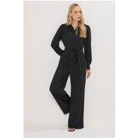 Long Tall Sally Women's Tall Wide Leg Jumpsuit in Black | Size: 16