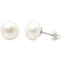Harfi Women's Handpicked Freshwater Silver Pearl Stud Earrings