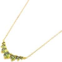 Harfi Women's Graduated Round Peridot Stones Gold Plated Necklace in Green | Size: 18 inches