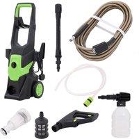 Living and Home 2000W Electric High Pressure Washer Cleaner - Two Adjustable Spray Patterns w/ 7m Hose & 5 Power Cord & Wheels for Washing
