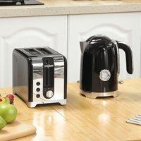HOMCOM Kettle & Toaster Set with Temperature Gauge, Crumb Tray, Black | Size: 2 Pack