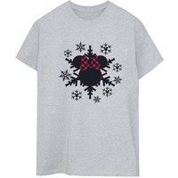 Disney Women's Minnie Mouse Snowflake Boyfriend T-Shirt in Grey | Size: 4XL