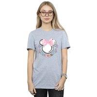 Disney Women's Minnie Mouse Flowers Bow Boyfriend T-Shirt in Grey | Size: 5XL