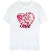 Scooby Doo Women's Love Kisses Cotton Boyfriend T-Shirt in White | Size: Large