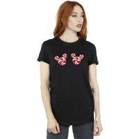 Mickey Mouse Women's Candies Cotton Boyfriend T-Shirt in Black | Size: 2XL