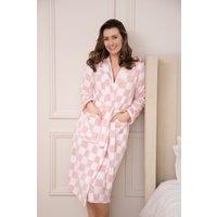 Camille Women's Supersoft Fleece Hooded Calf Length Bathrobe in Pink | Size: 22-24