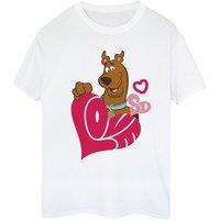 Scooby Doo Women's Love Heart Cotton Boyfriend T-Shirt in White | Size: Large
