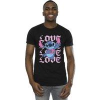 Lilo & Stitch Men's Valentine Love Cotton T-Shirt in Black | Size: Medium