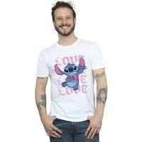 Lilo & Stitch Men's Valentine Love Cotton T-Shirt in White | Size: 3XL