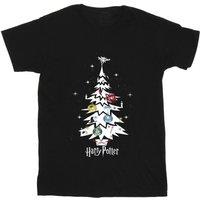 Harry Potter Men's Christmas Tree Cotton T-Shirt in Black | Size: 5XL