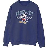 Disney Men's Mickey Mouse Birthday Sweatshirt in Navy | Size: 3XL
