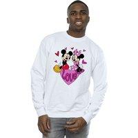 Disney Men's Love Mickey & Minnie Mouse Hearts Sweatshirt in Grey | Size: 5XL